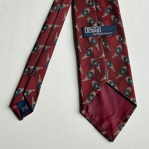 Polo Ralph Lauren burgundy 100 % silk tie hand made in USA 🇺🇸 imported fabric